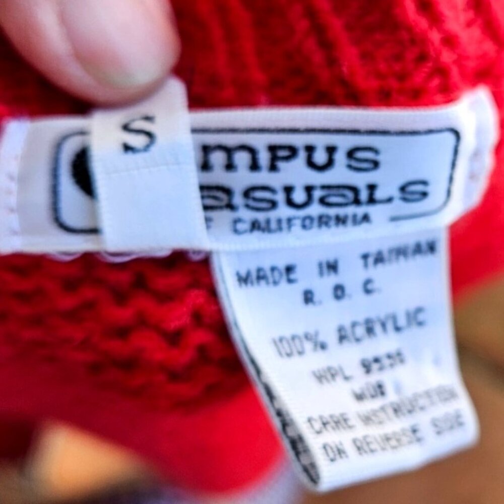 Vintage Scottie Knit Vest 1980s Red Black White Novelty Sweater Campus Casuals - Picture 8 of 16